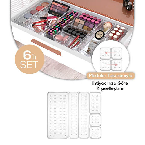 Vienev 6'lı Çekmece Içi - Dolap Içi Banyo Makyaj Takı Düzenleyici Organizer