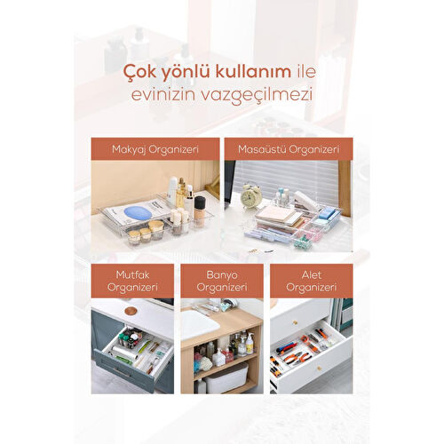 Vienev 6'lı Çekmece Içi - Dolap Içi Banyo Makyaj Takı Düzenleyici Organizer