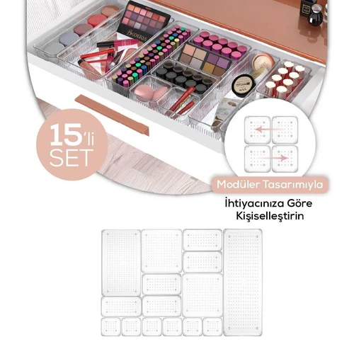 Vienev 15'li Çekmece Içi Düzenleyici - Kozmetik Takı Aksesuar Çok Amaçlı Düzenleyici Organizer