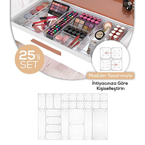 Vienev 25'li Çekmece Içi-dolap Içi Makyaj Takı Aksesuar Düzenleyici Organizer