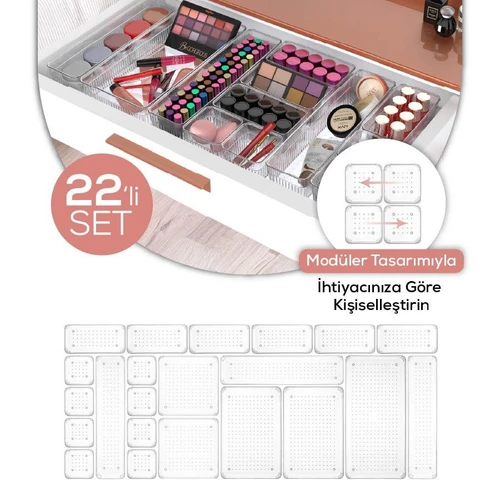 Vienev 22 Parça Takı Makyaj Dolap İçi-çekmece İçi Düzenleyici Organizer