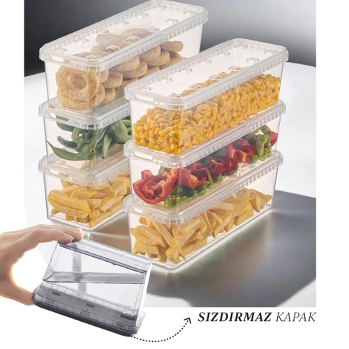 Vienev 6'lı 1,4 Litre Block Buzdolabı Ve Derin Dondurucu Sızdırmaz Saklama Kabı Şeffaf