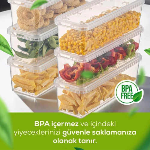 Vienev 6'lı 1,4 Litre Block Buzdolabı Ve Derin Dondurucu Sızdırmaz Saklama Kabı Şeffaf