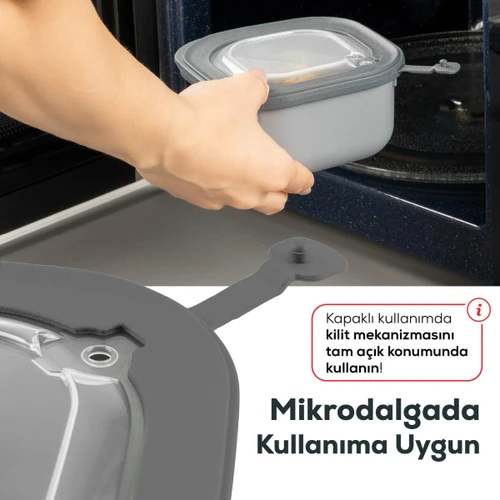 Vienev 6'lı 2x(600-1100-1800 Ml) Mikrodalga Ve Difrize Uygun Vip Kapaklı Özel Saklama Kabı Seti Antrasit