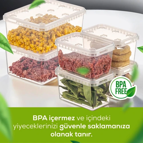 Vienev 6'lı Block Buzdolabı Ve Derin Dondurucu Sızdırmaz Saklama Kabı Şeffaf 2x(1,5 Lt)-4x(0,7 Lt)