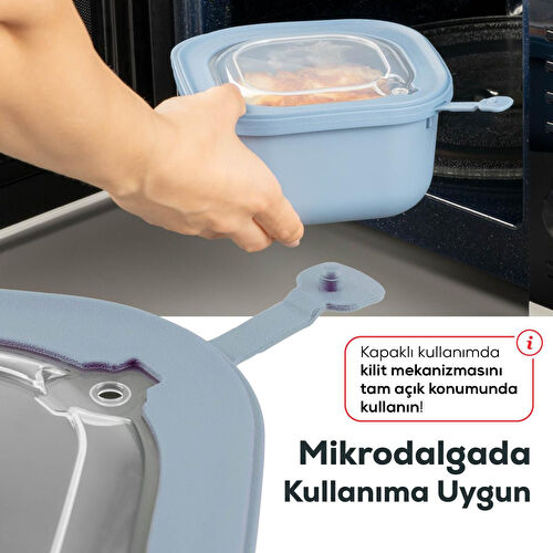 Vienev 12'li 4x(600-1100-1800 Ml) Mikrodalga Ve Difrize Uygun Vip Kapaklı Özel Saklama Kabı Seti Mavi