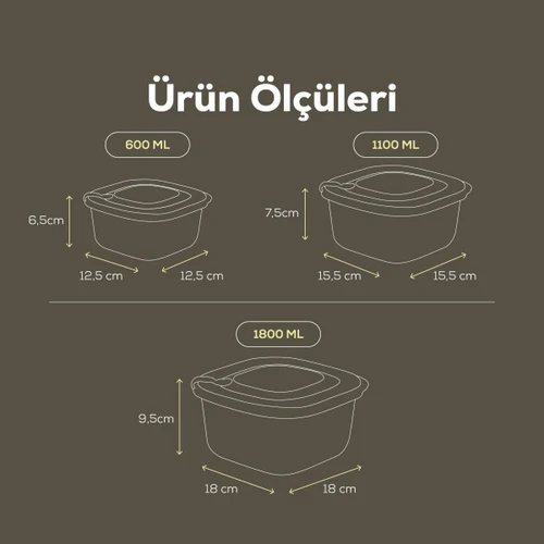 Vienev 12'li 4x(600-1100-1800 Ml) Mikrodalga Ve Difrize Uygun Vip Kapaklı Özel Saklama Kabı Seti Antrasit