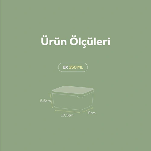 Vienev 6'lı 350 Ml Buzdolabı Dondurucu Organizer Mikrodalga Ve Difrize Uygun Saklama Kabı Mint