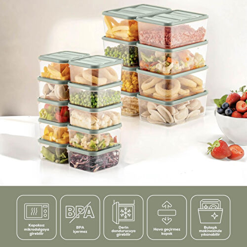 Vienev 18'li Buzdolabı Düzenleyici Organizer Mikrodalgaya Uygun Difriz Saklama Kabı Mint