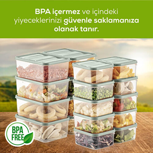 Vienev 18'li Buzdolabı Düzenleyici Organizer Mikrodalgaya Uygun Difriz Saklama Kabı Mint