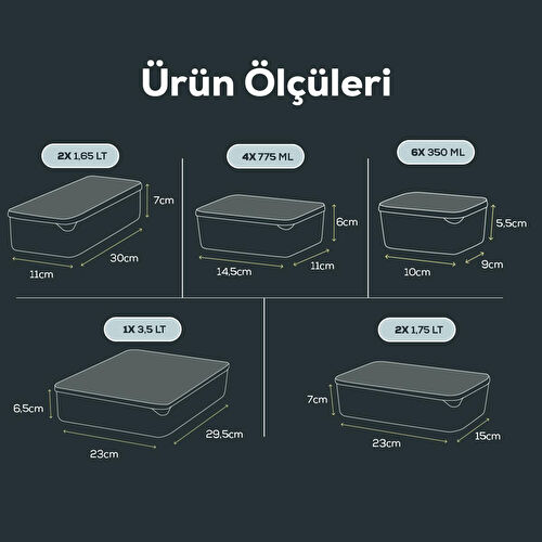 Vienev 15'li Buzdolabı Düzenleyici Organizer Mikrodalgaya Uygun Difriz Saklama Kabı Mint