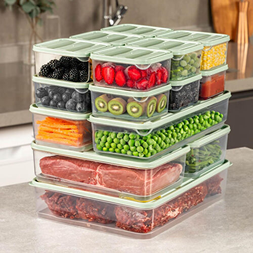 Vienev 17li Buzdolabı Dondurucu Organizer Mikrodalga Ve Difrize Uygun Saklama Kabı Mint