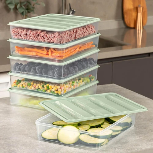 Vienev 6lı 3,5 Litre Buzdolabı Dondurucu Organizer Mikrodalga Ve Difrize Uygun Saklama Kabı Mint