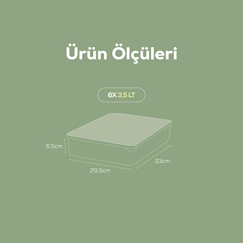 Vienev 6lı 3,5 Litre Buzdolabı Dondurucu Organizer Mikrodalga Ve Difrize Uygun Saklama Kabı Mint