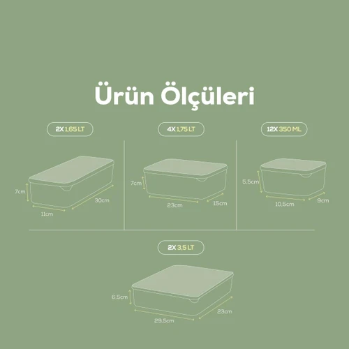 Vienev 20li Buzdolabı Dondurucu Organizer Mikrodalga Ve Difrize Uygun Saklama Kabı Mint