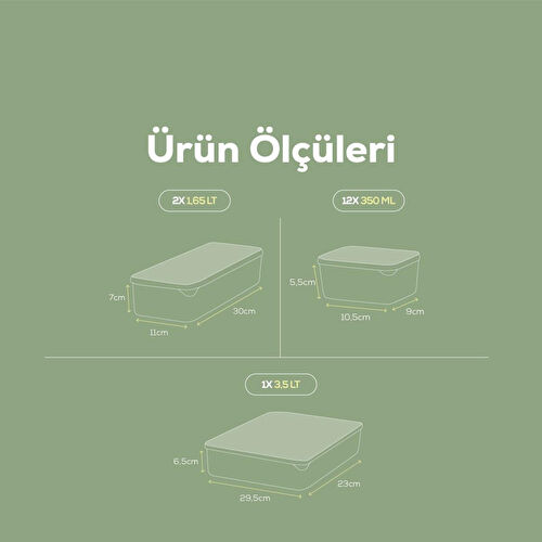 Vienev 15li Buzdolabı Dondurucu Organizer Mikrodalga Ve Difrize Uygun Saklama Kabı Mint