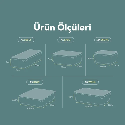 Vienev 30'lu Buzdolabı Düzenleyici Organizer Mikrodalgaya Uygun Difriz Saklama Kabı Mint