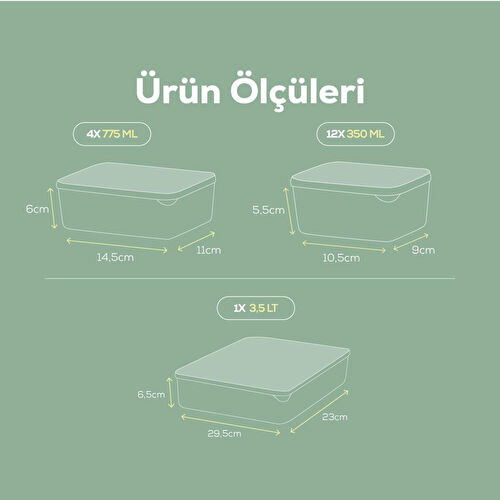 Vienev 17'li Buzdolabı Düzenleyici Organizer Mikrodalgaya Uygun Difriz Saklama Kabı Mint