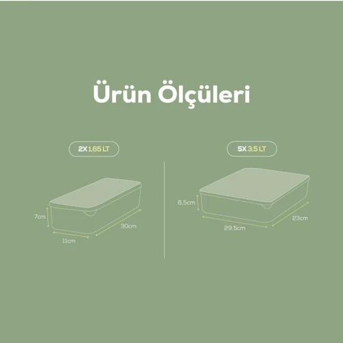 Vienev 7li Buzdolabı Dondurucu Organizer Mikrodalga Ve Difrize Uygun Saklama Kabı Mint