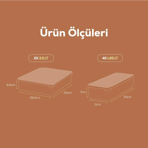 Vienev 6'lı Bella Buzdolabı Düzenleyici Antrasit 2x(3,5 Li̇tre) 4x(1,65 Li̇tre)