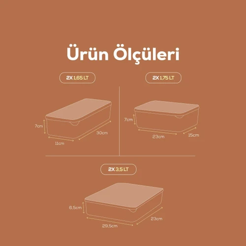 Vienev 6'lı Bella Buzdolabı Düzenleyici Antrasit 2x(3,5, 1,65, 1,75 Li̇tre)
