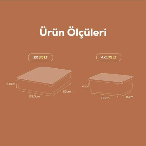 Vienev 6'lı Bella Buzdolabı Düzenleyici Antrasit 2x(3,5 Li̇tre) 4x(1,75 Li̇tre)