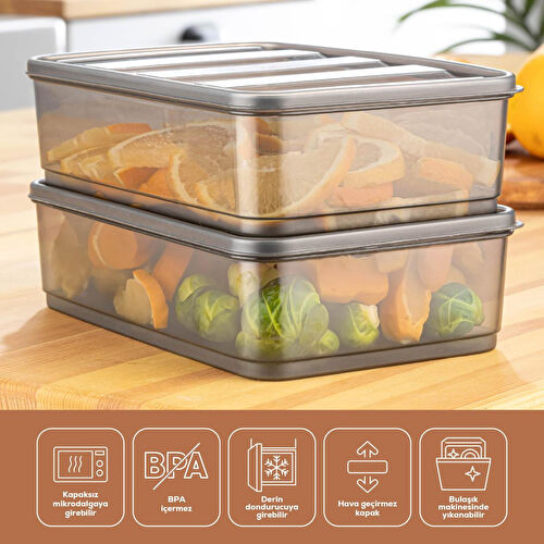 Vienev 2'li Bella Buzdolabı Düzenleyici 1,75 Litre Antrasit Vienev 2'li Bella Buzdolabı Düzenleyici 1,75 Litre Antrasit