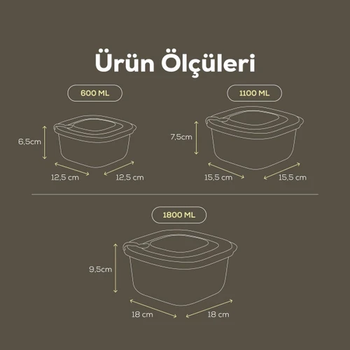 Vienev 12'li 4x(600-1100-1800 Ml) Mikrodalga Ve Difrize Uygun Vip Kapaklı Özel Saklama Kabı Seti Renkli