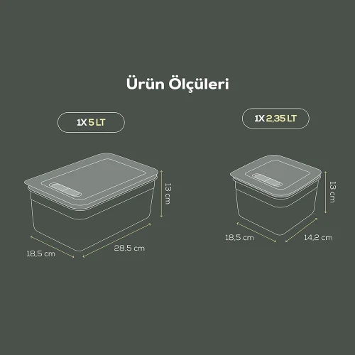 Vienev 4'lü Hava Kanallı Ayarlanabilir Sebze Ve Meyve Saklama Kabı 2x(2,35-5 lt) yeşil