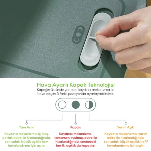 Vienev 3'lü Ayarlı Sebze Ve Meyve Saklama Kabı Yeşil 5 Litre