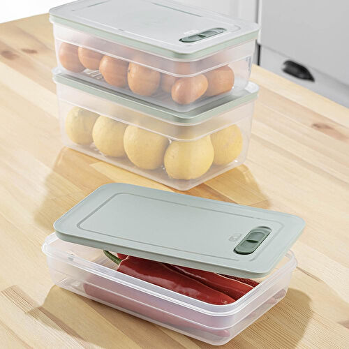 Vienev 3'lü Ayarlı Sebze Ve Meyve Saklama Kabı Seti Mint 1x(2,5-3,8-5 Li̇tre)