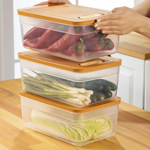 Vienev 3'lü Ayarlı Sebze Ve Meyve Saklama Kabı Turuncu 5 Litre