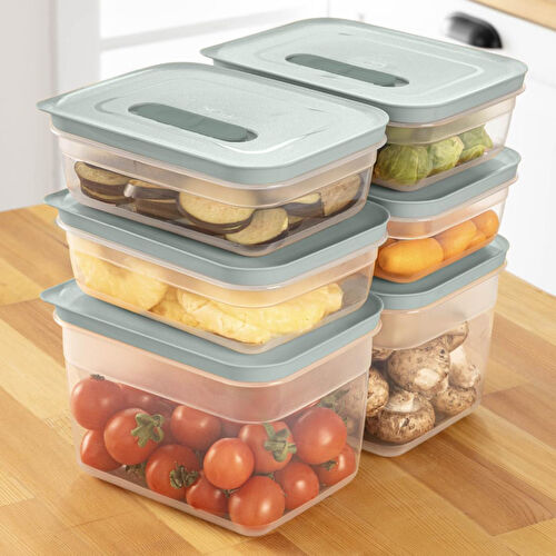 Vienev 6'lı Hava Kanallı Ayarlanabilir Sebze Ve Meyve Saklama Kabı 4x(1,15 Lt) 2x(2,35 lt) mint