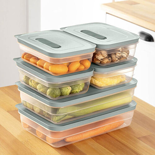 Vienev 6'lı Hava Kanallı Ayarlanabilir Sebze Ve Meyve Saklama Kabı 4x(1,15 Lt) 2x(2,5 lt) mint