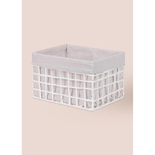 The Mia Braid Hasır Organizer Sepet Beyaz 30x22x19 Cm