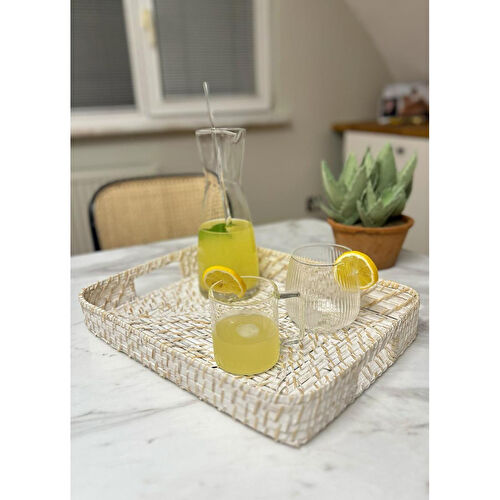 The Mia Hasır Tepsi Dikdörtgen 40x30x6 Cm