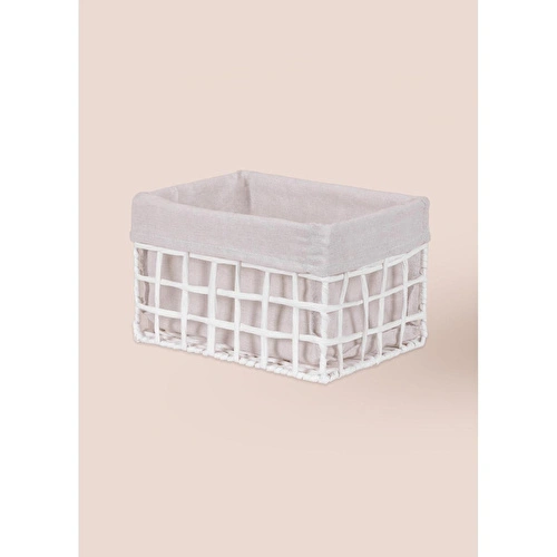 The Mia Braid Hasır Organizer Sepet Beyaz 26x18x16 Cm
