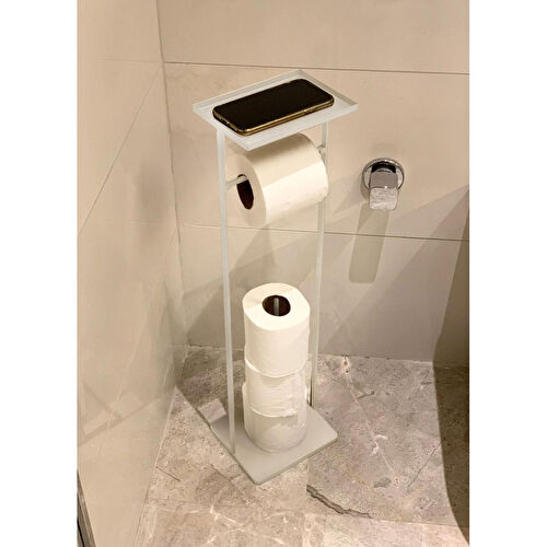 The Mia Tepsili Tuvalet Kağıdı Standı Beyaz 54x15x12 Cm