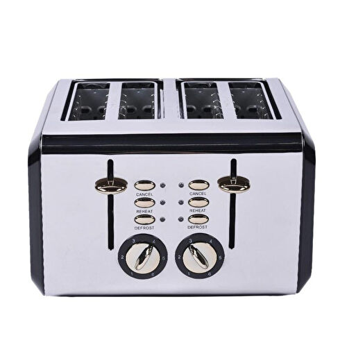 Berghoff Gem Titan Parlak Gümüş Siyah Dört Dilim Ekmek Kızartma Makinesi