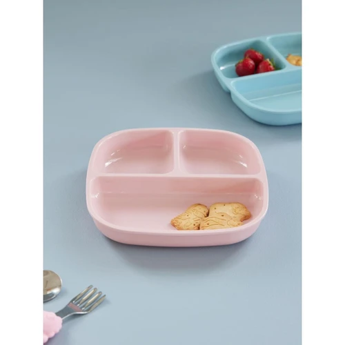 Rice Melamin 3 Bölmeli Mama Tabağı - Pembe