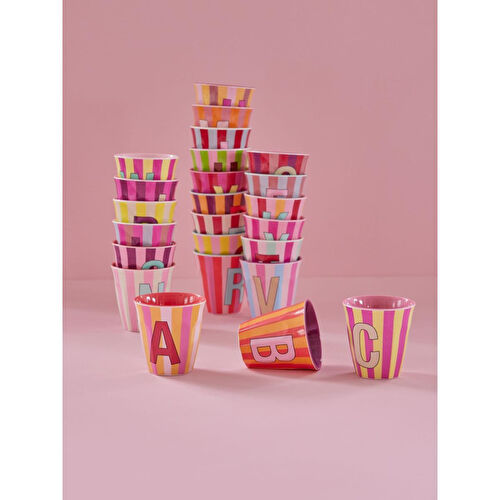 Rice Melamin Çizgili Bardak - Pembe E