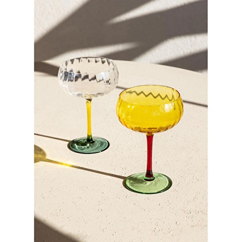 The Mia Ayaklı Cam Dondurma Kasesi Sarı Yeşil 280 Ml