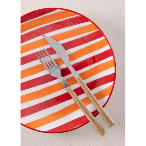 The Mia Joy Pasta Tabağı 6lı Set Kırmızı 19 Cm