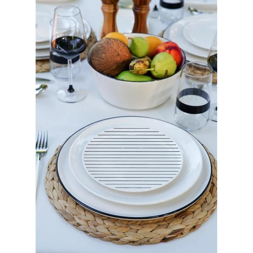 The Mia Daily Tunes Pasta Tabağı Çizgili 6 Lı Set - 19 Cm