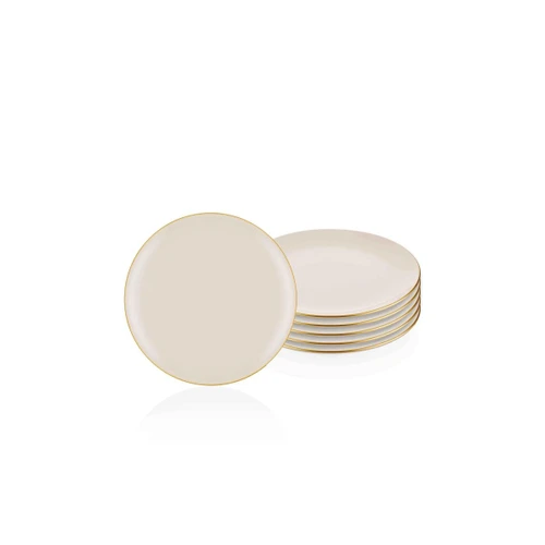 The Mia Basic Pasta Tabağı 6 Lı Set Krem - 19cm