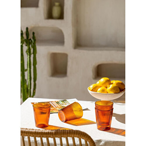The Mia Striped Borosilikat Cam Bardak Amber 400 Ml