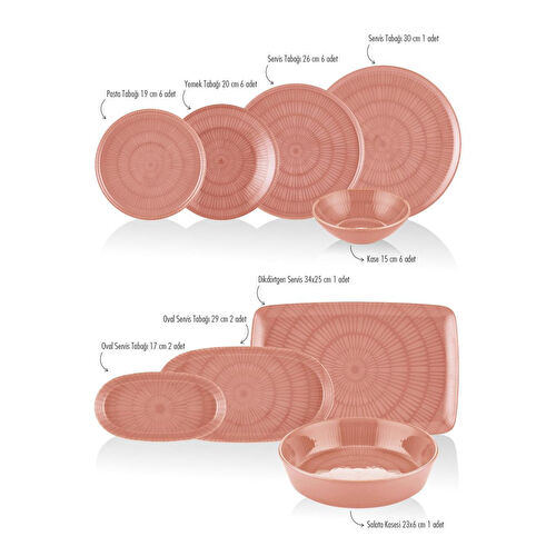 The Mia Noon Yemek Takımı 6 Kişilik Somon 31 Parça