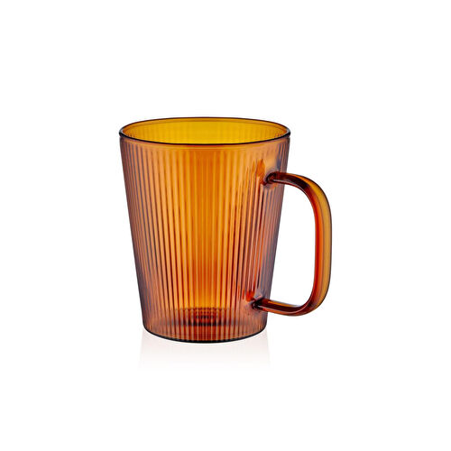 The Mia Striped Borosilikat Cam Kupa Amber 400 Ml