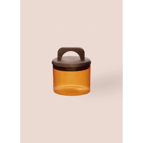 The Mia Akasya Kulplu Cam Kavanoz Amber 350 Ml