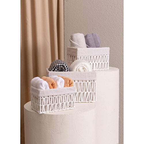 The Mia Cesta Hasır Organizer Sepet Beyaz 22x14x13 Cm The Mia Cesta Hasır Organizer Sepet Beyaz 22x14x13 Cm
